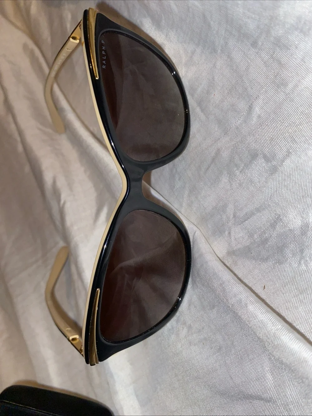 Ralph Lauren Ra5203 1090/T5 Black Gold Cat Eye Polarized Sunglasses W Case